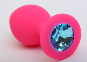 
Розовая силиконовая пробка с голубым кристаллом - 8,2 см. фото в интим магазине Love Boat