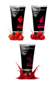 Набор из 3 съедобных лубрикантов JUJU (клубника, малина, вишня) фото в интим магазине Love Boat