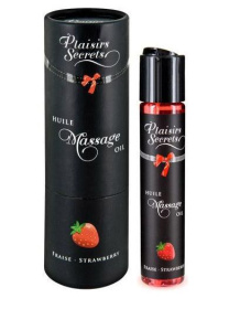 Массажное масло с ароматом клубники Huile de Massage Gourmande Fraise des Bois - 59 мл. фото в интим магазине Love Boat