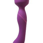 Фиолетовый двусторонний вибромассажер Heating Wand с нагревом - 22 см.