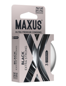 Черные утолщенные презервативы MAXUS Extra Strong с железным кейсом - 3 шт. фото в интим магазине Love Boat