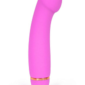 Розовый вибромассажер с изогнутой головкой - 15 см.