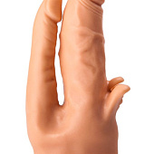 Фаллоимитатор на присоске для тройной стимуляции - 19,5 см.