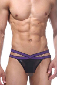 Мужские трусы-стринги на контрастной двойной резинке фото в интим магазине Love Boat