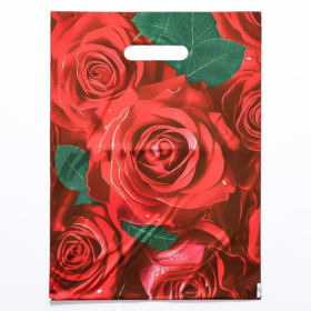 Пакет с цветочным принтом и вырубной ручкой (30х40 см) фото в интим магазине Love Boat