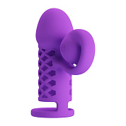 Фиолетовая вибронасадка с клиторальным отростком Harden фото в интим магазине Love Boat