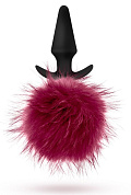 
Силиконовая анальная пробка с бордовым заячьим хвостом Fur Pom Pom - 12,7 см. фото в интим магазине Love Boat