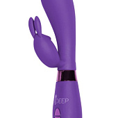 Фиолетовый вибратор Yonce с клиторальным зайчиком - 20,5 см.