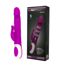 Перезаряжаемый вибратор Adrian с rolling-функцией и клиторальным отростком - 26,7 см. фото в интим магазине Love Boat