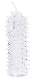 Закрытая рельефная насадка Crystal sleeve с усиками - 12 см. фото в интим магазине Love Boat
