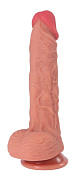 Телесный реалистичный фаллоимитатор Real Dual Layer - 23 см. фото в интим магазине Love Boat