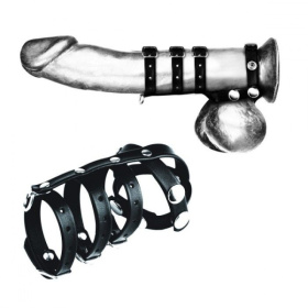 
Комбинированный ремень на пенис с 3 кольцами и разделителем мошонки фото в интим магазине Love Boat