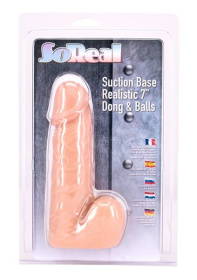 Телесный фаллоимитатор SO REAL REALISTIC 7INCH DONG   BALLS - 18 см.