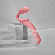 Розовый безремневой страпон Strap-on-me Semi-Realistic Bendable Strap-On size L фото в интим магазине Love Boat