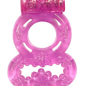 Розовое эрекционное кольцо Rings Treadle с подхватом