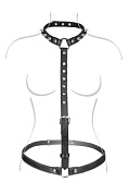 
Черная упряжь на тело с шипами на ошейнике фото в интим магазине Love Boat