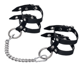 
Черные однослойные кожаные оковы из двух ремешков фото в интим магазине Love Boat