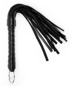
Черная плеть с рукоятью в оплетке - 28 см. фото в интим магазине Love Boat