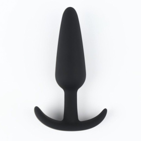 Черная силиконовая анальная пробка Soft-touch - 10 см. фото в интим магазине Love Boat