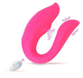 Розовый вибратор для пар «Оки-Чпоки» с вакуумно-волновой стимуляцией клитора фото в интернет магазине Love Boat
