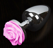 Маленькая анальная пробка с розовой розочкой - 6 см. фото в интим магазине Love Boat