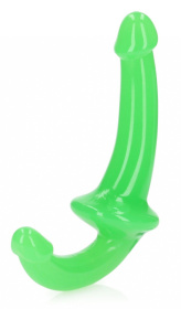 Зеленый люминесцентный безремневой страпон - 20 см. фото в интим магазине Love Boat