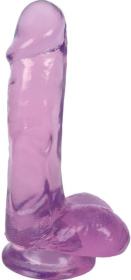 Фиолетовый гелевый фаллоимитатор Slim Stick with Balls - 15,2 см. фото в интим магазине Love Boat