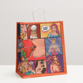 Подарочный крафтовый пакет Pop Art» - 32х19,5х37 см. фото в интим магазине Love Boat